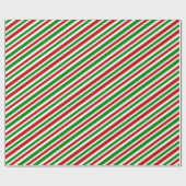 Witte, rode, groene kerst-achtige lijnen/stripes cadeaupapier (Vlak)