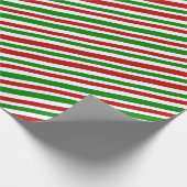 Witte, rode, groene kerst-achtige lijnen/stripes cadeaupapier (Hoek)
