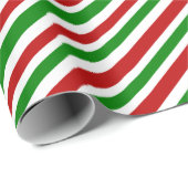 Witte, rode, groene kerst-achtige lijnen/stripes cadeaupapier (Rol Hoek)