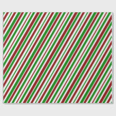 Witte, rode, groene, met kerst bedekte Stripes Pat Cadeaupapier (Vlak)
