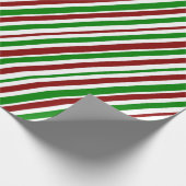 Witte, rode, groene, met kerst bedekte Stripes Pat Cadeaupapier (Hoek)