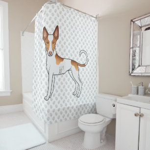 Witte & Rode Ibizan Hound Gladde Vacht Hond En Poo Douchegordijn