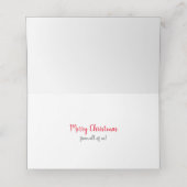 Witte & rode kerst gepersonaliseerde familie kous plaatskaartje (Binnenkant ongevouwen)