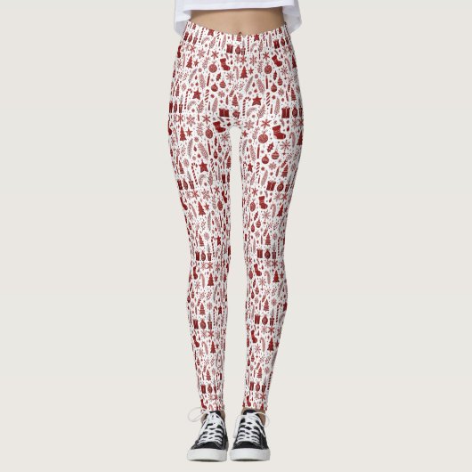 Witte rode kerst legging (Voorkant)