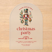 Witte Rode Kerst Notenkraker Kerstfeest Acryl Uitnodigingen (Voorkant)