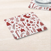 Witte Rode Kerst Papier Onderzetter (Schuin)