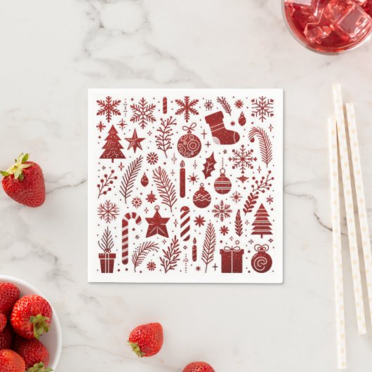 Witte rode kerst servet (Insitu)