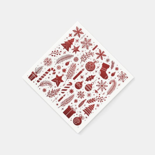 Witte rode kerst servet (Hoek)