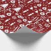 Witte Rode Kerst Theme Patroon Cadeaupapier (Hoek)