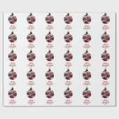 Witte rode kerstbal foto leuk script Kerstmis Cadeaupapier (Vlak)