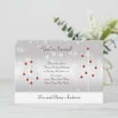 Witte rode kerstbomen op de Silver Holiday Party-k Kaart (Staand voorkant)