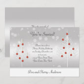 Witte rode kerstbomen op de Silver Holiday Party-k Kaart (Voorkant / Achterkant)