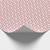 Witte & rode kerstboom met sneeuwvlokken patroon cadeaupapier (Hoek)