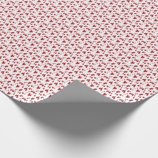 Witte & rode kerstboom met sneeuwvlokken patroon cadeaupapier (Hoek)