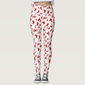 Witte & rode kerstboom met sneeuwvlokken patroon leggings (Voorkant)
