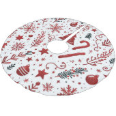 Witte Rode Kerstboom Vloerkleed Rok (Gekanteld)