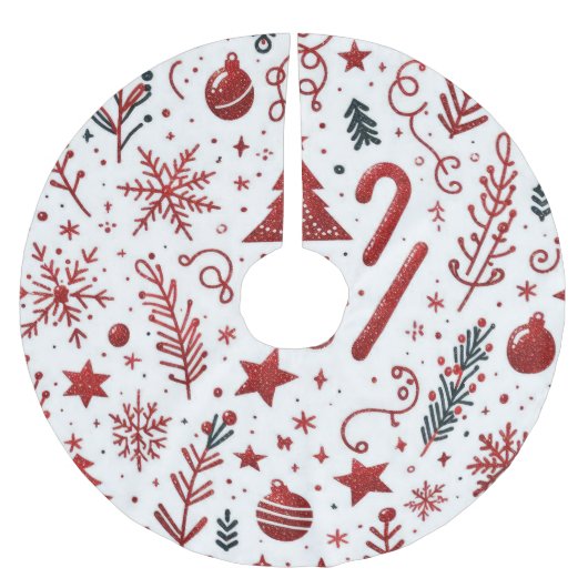 Witte Rode Kerstboom Vloerkleed Rok (Voorkant)