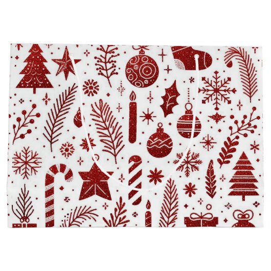 Witte Rode Kerstcadeau Tas Groot Cadeauzakje (Achterkant)