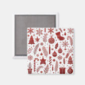 Witte Rode Kerstmagneet Magneet (Voorkant / Achterkant)