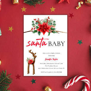 Witte Rode Kerstman Baby Kerst thema Baby shower Kaart