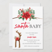 Witte Rode Kerstman Baby Kerst thema Baby shower Kaart (Voorkant)