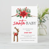 Witte Rode Kerstman Baby Kerst thema Baby shower Kaart (Staand voorkant)