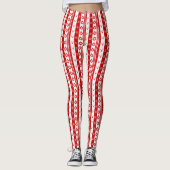 Witte & Rode Kerstmis Herten en Sneeuwvlokken Lang Leggings (Voorkant)
