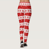 Witte & Rode Kerstmis Sneeuwvlokken en Ballen Leggings (Achterkant)