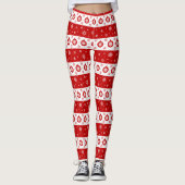 Witte & Rode Kerstmis Sneeuwvlokken en Ballen Leggings (Voorkant)