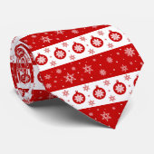 Witte & Rode Kerstmis Sneeuwvlokken en Ballen Stropdas (Opgerold)