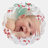 witte rode krans nieuwe baby ornament kaart (Voorkant)