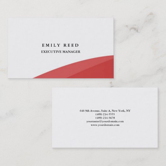 Witte rode krommen moderne professionele minimalis visitekaartje (Voorkant / Achterkant)