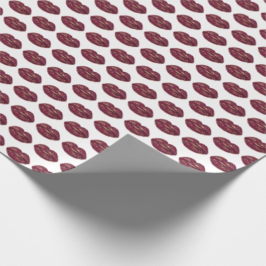 Witte rode lippen kussen cadeaupapier (Hoek)