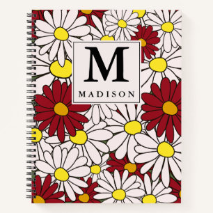 Witte rode madeliefjes floraal notitieboek