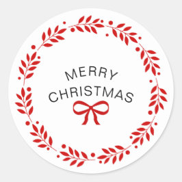 Witte & Rode Moderne Vrolijke Kerstmis Ronde Sticker
