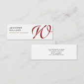 Witte Rode Monogram Trendy Modern Plain Mini Visitekaartje (Voorkant / Achterkant)