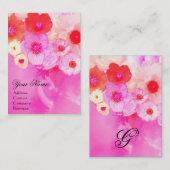 WITTE RODE PINKROESEN EN ANEMONSENSTROMEN VISITEKAARTJE (Voorkant / Achterkant)