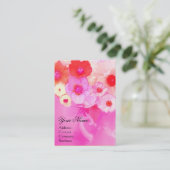 WITTE RODE PINKROESEN EN ANEMONSENSTROMEN VISITEKAARTJE (Staand voorkant)
