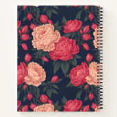 Witte Rode Pioen Pastel Kleurrijke Patroon Notitieboek (Achterkant)