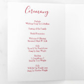 Witte & Rode Pioen & Roos Bloemen Trouwprogramma's Drieluik Programma (Binnenzijde eerst)