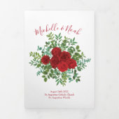 Witte & Rode Pioen & Roos Bloemen Trouwprogramma's Drieluik Programma (Cover)