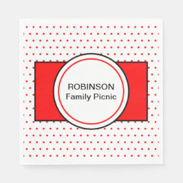 Witte Rode Polka Dots Familienaam Picnic Servet