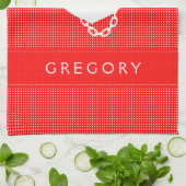 Witte & Rode Polkadot met Nautische Boot Anker 2 Theedoek (Gevouwen)