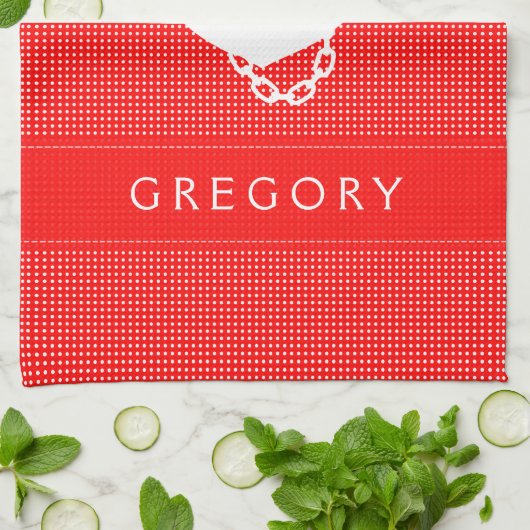 Witte & Rode Polkadot met Nautische Boot Anker 2 Theedoek (Gevouwen)