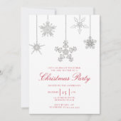 Witte Rode Rhinestone Sneeuwvlok Sparkles Christma Kaart (Voorkant)