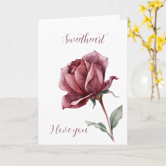 Witte Rode Roos Liefde Kaart (Gele Bloem)
