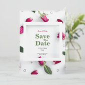 Witte rode roos minimalistische bruiloft kaart (Staand voorkant)