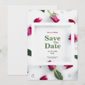 Witte rode roos minimalistische bruiloft kaart (Voorkant / Achterkant)