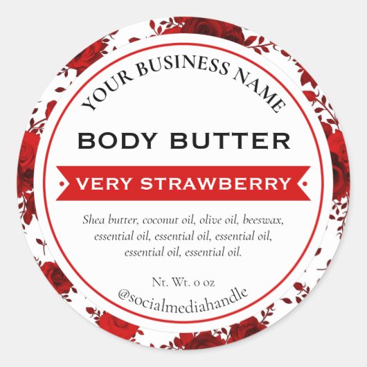 Witte Rode Rose Bloemen Land Product Labels (Voorkant)