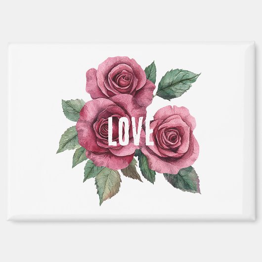Witte Rode Rozen Bloemen Liefde Magneet (Voorkant)